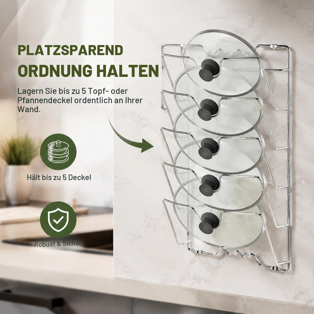 Yosoo Health Gear Wand- und Türmontage, Küchenschrank-Aufbewahrungsregal, Topfdeckel für die Wand, k