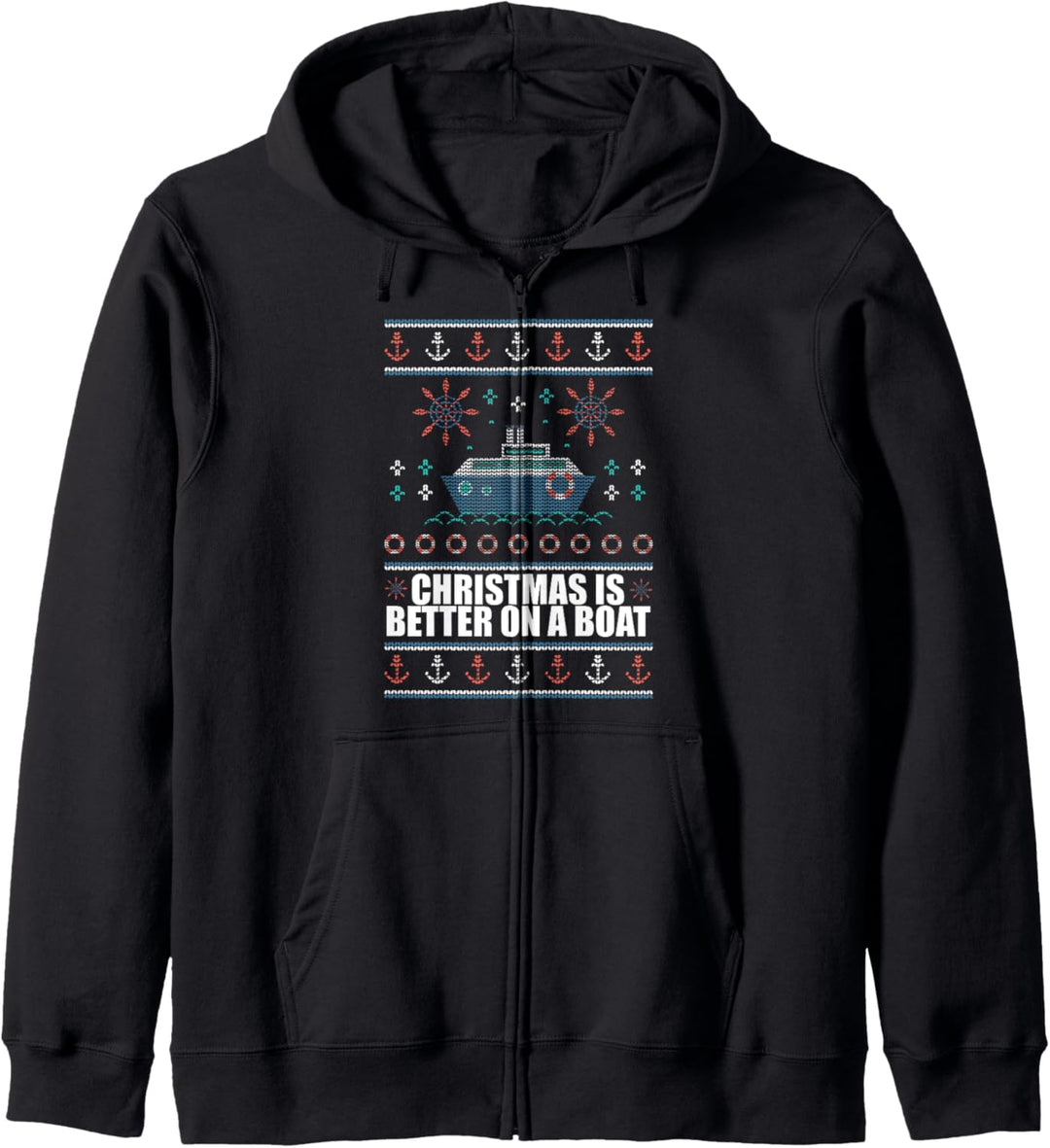 Weihnachten ist besser auf einem Boot hässliche Xmas Pullover Kreuzfahrt Meme Kapuzenjacke