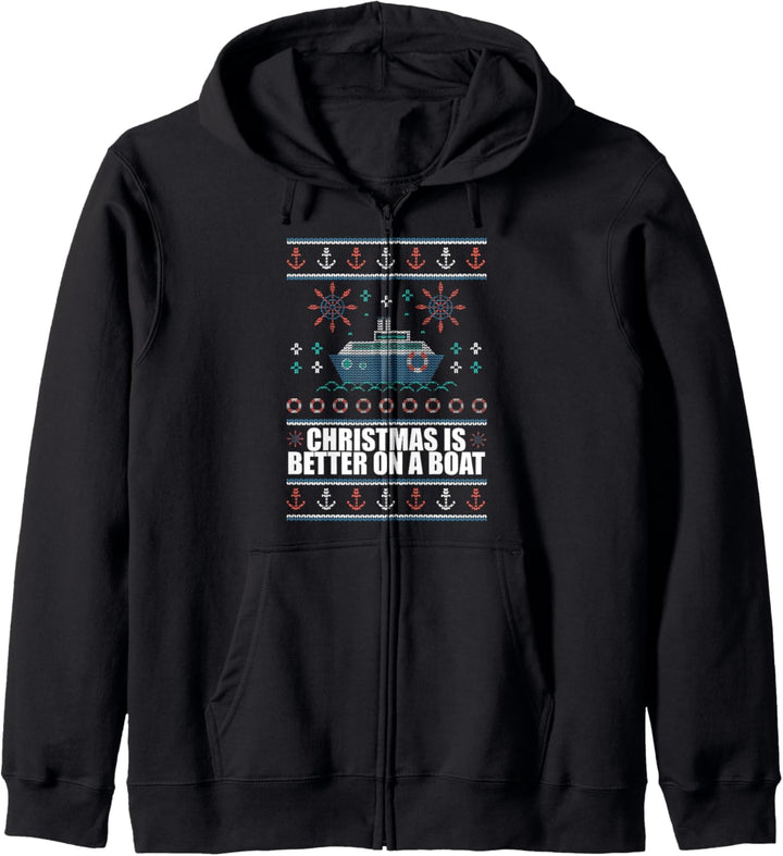 Weihnachten ist besser auf einem Boot hässliche Xmas Pullover Kreuzfahrt Meme Kapuzenjacke