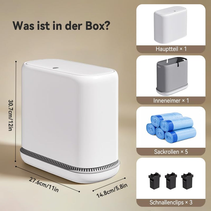 MOPUP Kleiner Badezimmer-Mülleimer mit Deckel, schlankes 3-Gallonen-Design, ausklappbarer Deckel und