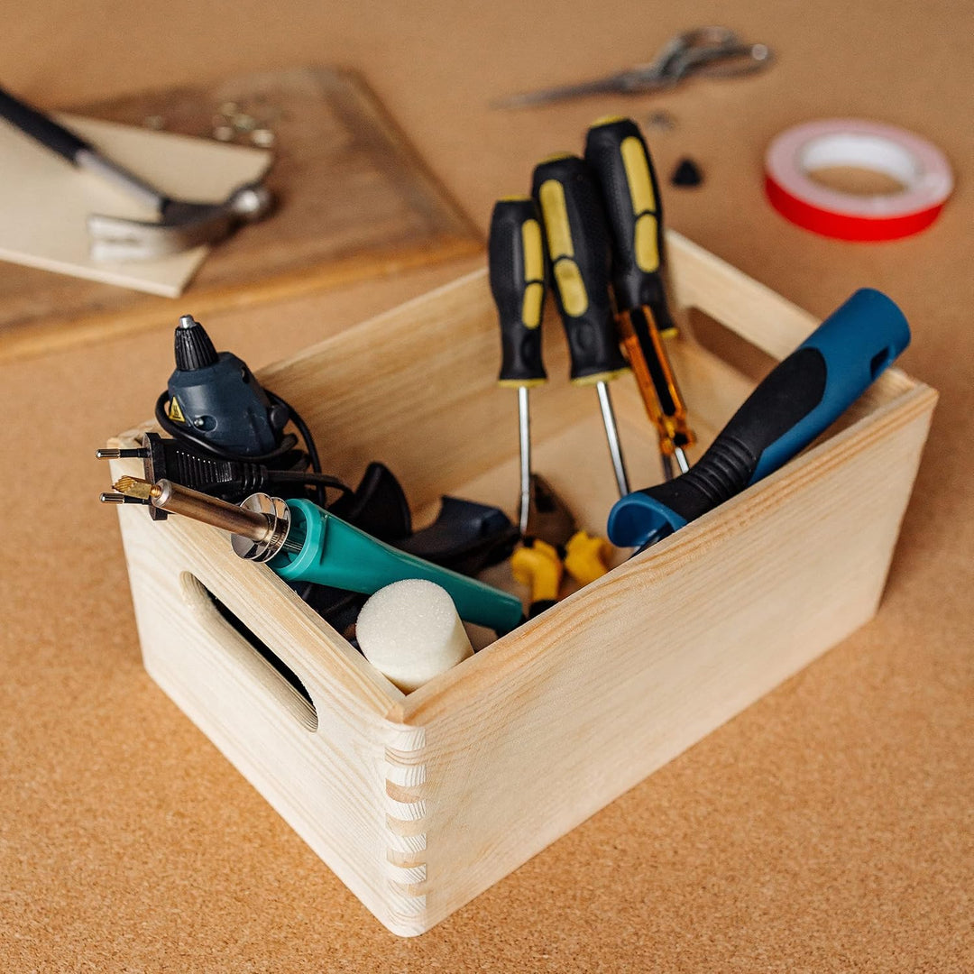 Creative Deco Grosse Holzkiste Obstkiste Korb | 30x20x13cm (+/-1cm) | mit Griffen | ohne Deckel | Hö