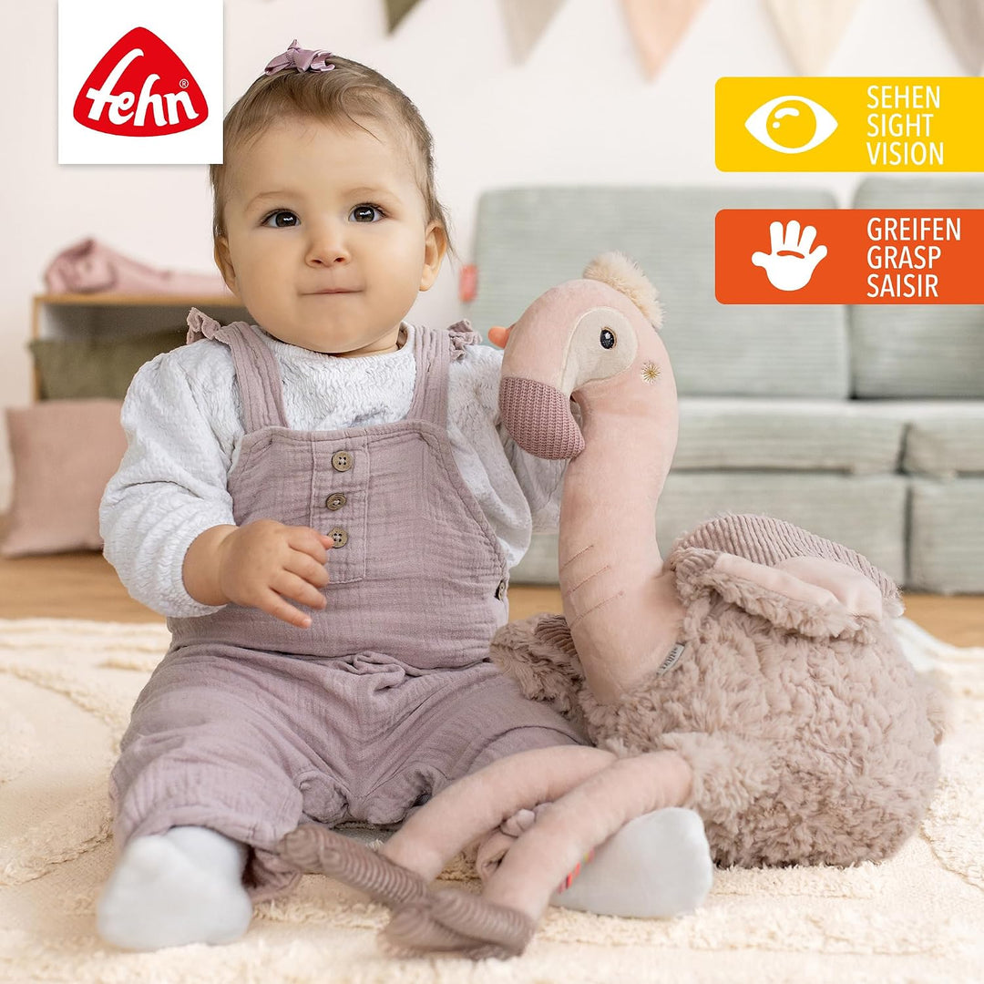 Fehn Kuscheltier Flamingo XL – Grosses Stofftier &amp; Einschlafhilfe | Spielgefährte und Beschützer zum