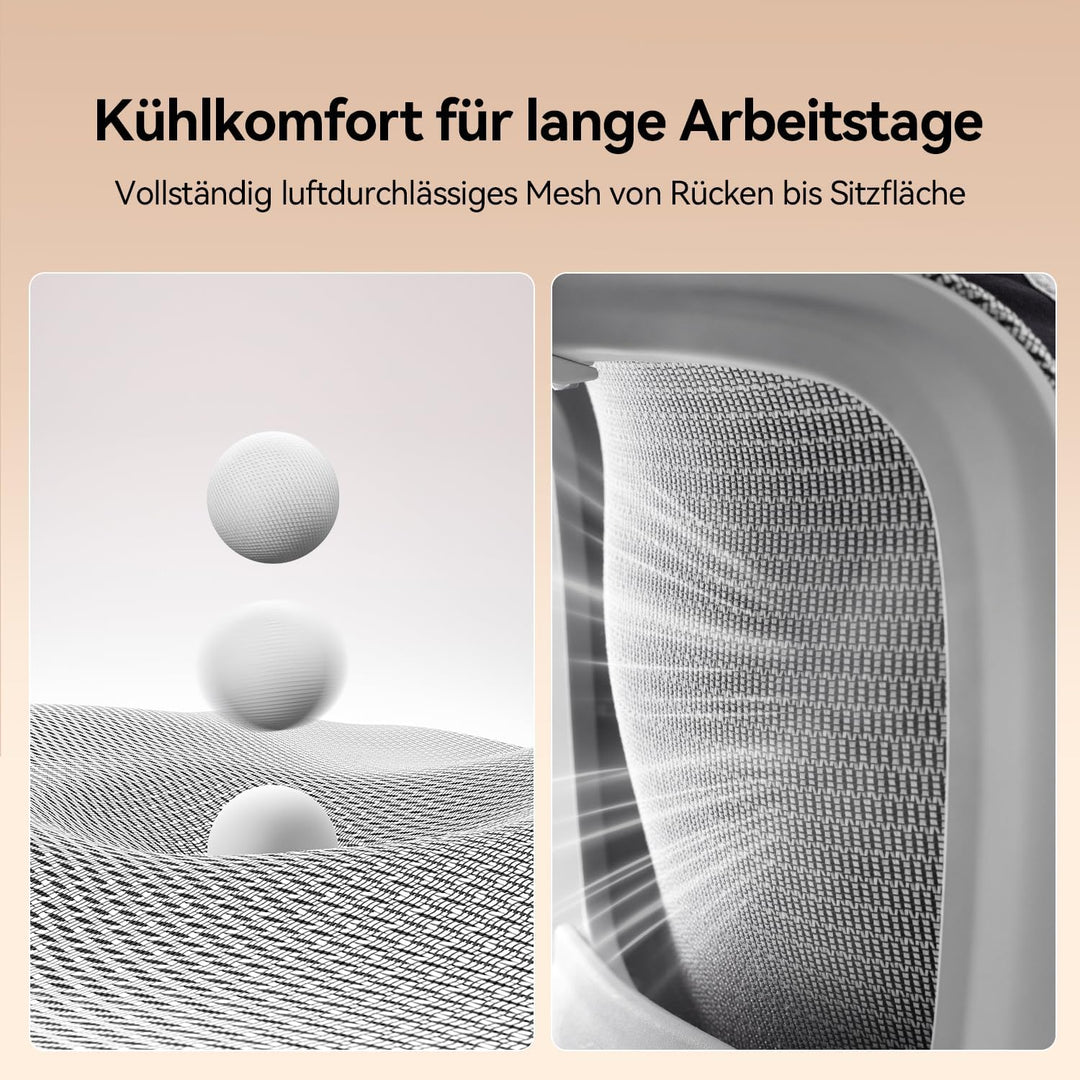 SIHOO Bürostuhl Ergonomisch, Schreibtischstuhl mit 4D Dynamischer Lordosenstütze, Breiter Kopfstütze