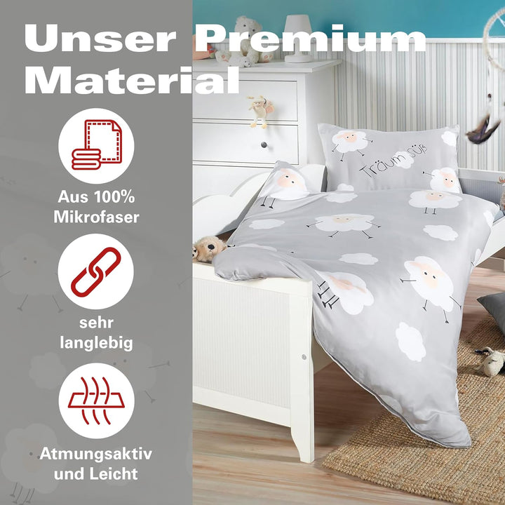 BaSaTex Kinder Baby Bettwäsche Set für Mädchen und Jungen | 100x135 cm + 40x60 cm | 100% Polyester M