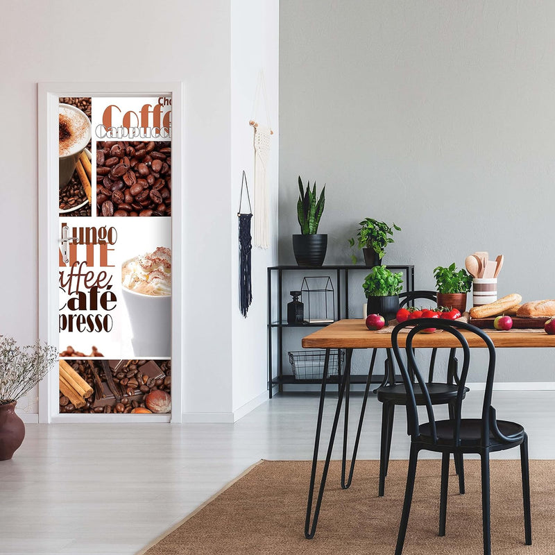 wandmotiv24 Türtapete Kaffee 70 x 200cm (B x H) - Dekorfolie selbstklebend Sticker für Türen, Tür-Bi