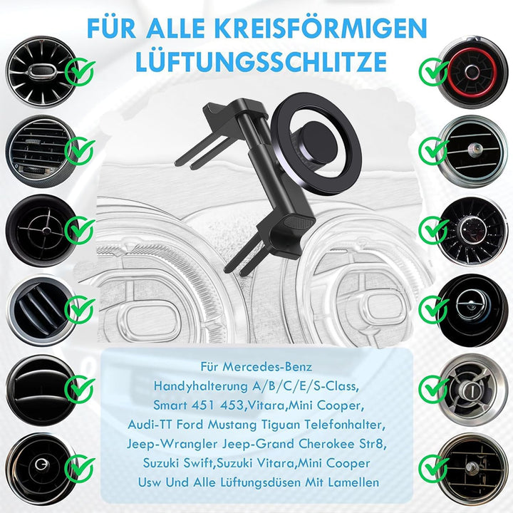 ICAILIN Handyhalterung Auto runde lüftung,Magnethalter Handy Auto, für Mini Cooper SMART 451 FIAT 50