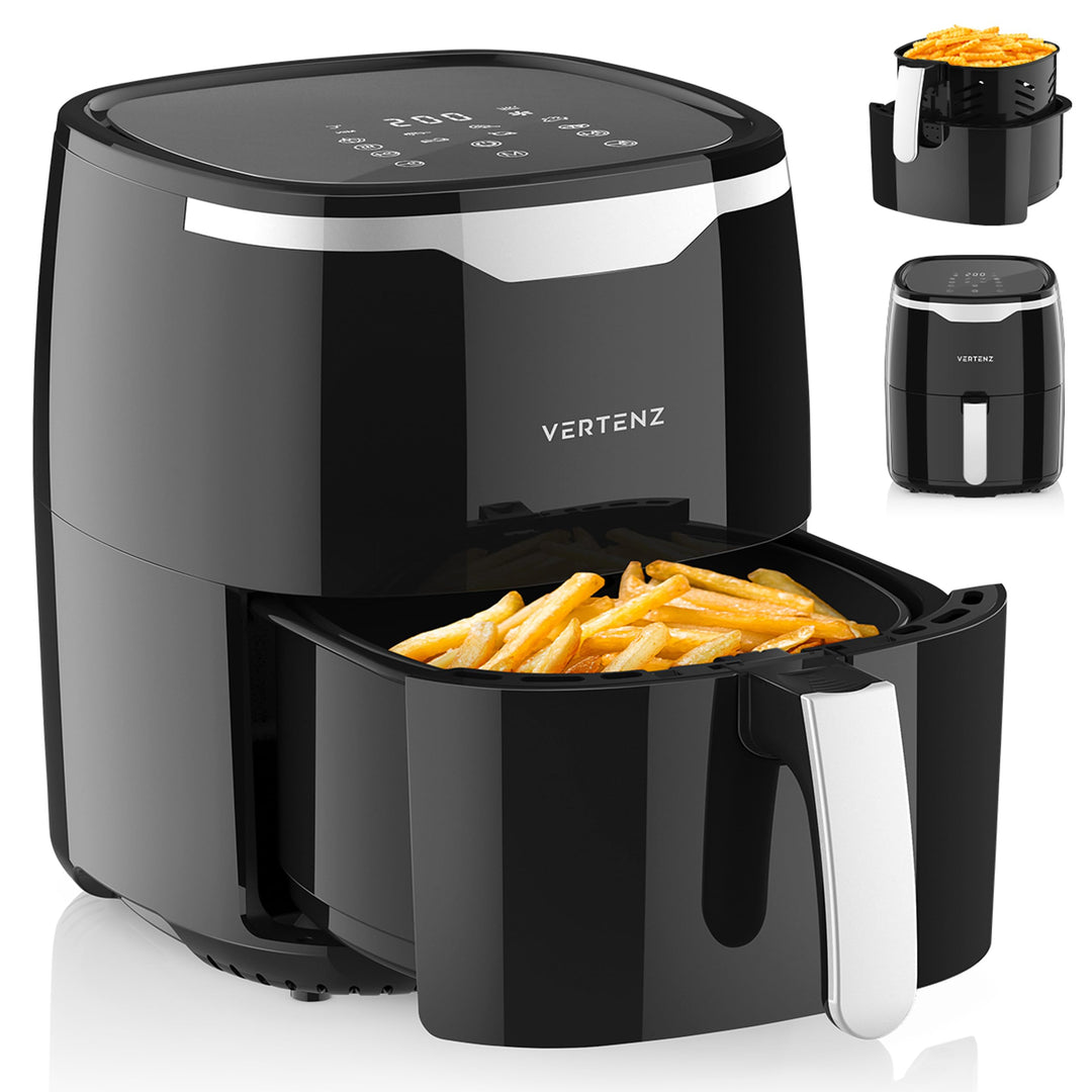 VERTENZ Taste 50 | Kompakte Heissluftfritteuse Airfryer XL 5 Liter Fassungsvermögen | 8 Automatische