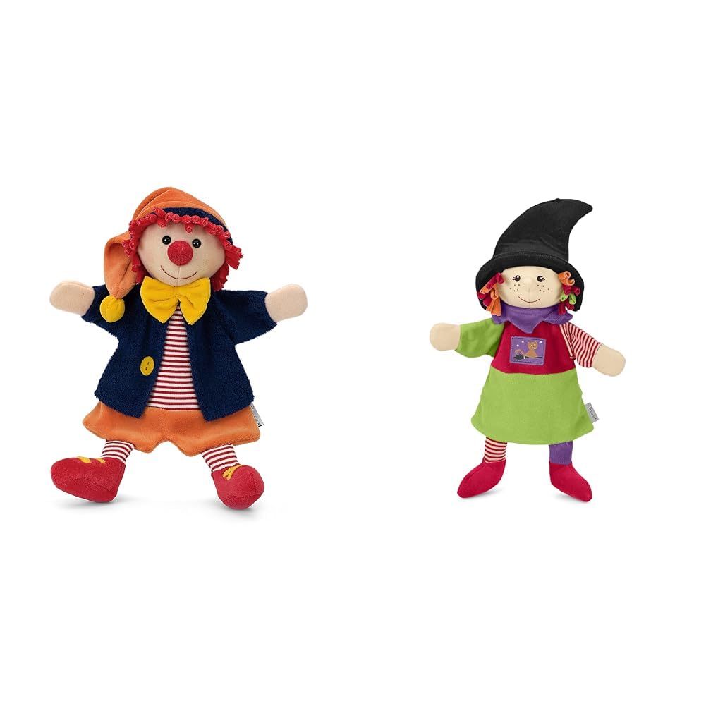 Sterntaler 36958 Handpuppe Clown, 30 x 23 x 10 cm, Bunt & 3601816 Handpuppe Hexe, 34 x 27 x 9 cm, Bu