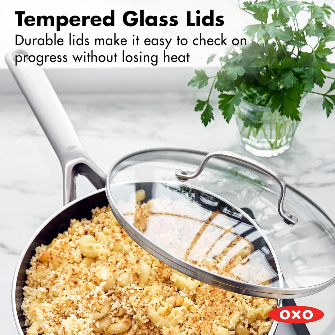 OXO Agility 3QT Kochtopf mit Glasdeckel, Keramik-Antihaft-Kochgeschirr, PFAS-frei, induktionsgeeigne