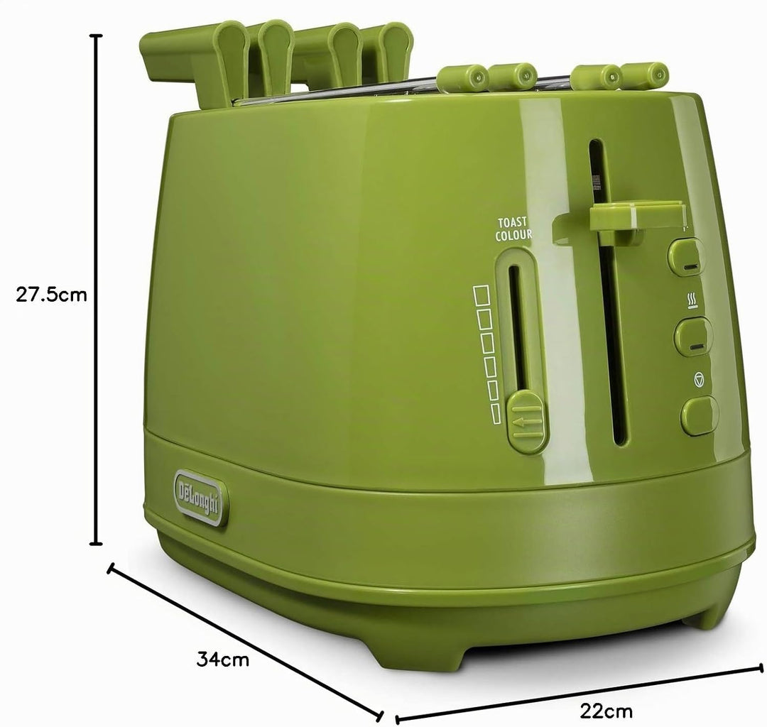 De Longhi CTLAP2203 Toaster mit Zange, 550 Watt. grün, Grün
