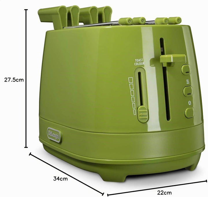 De Longhi CTLAP2203 Toaster mit Zange, 550 Watt. grün, Grün