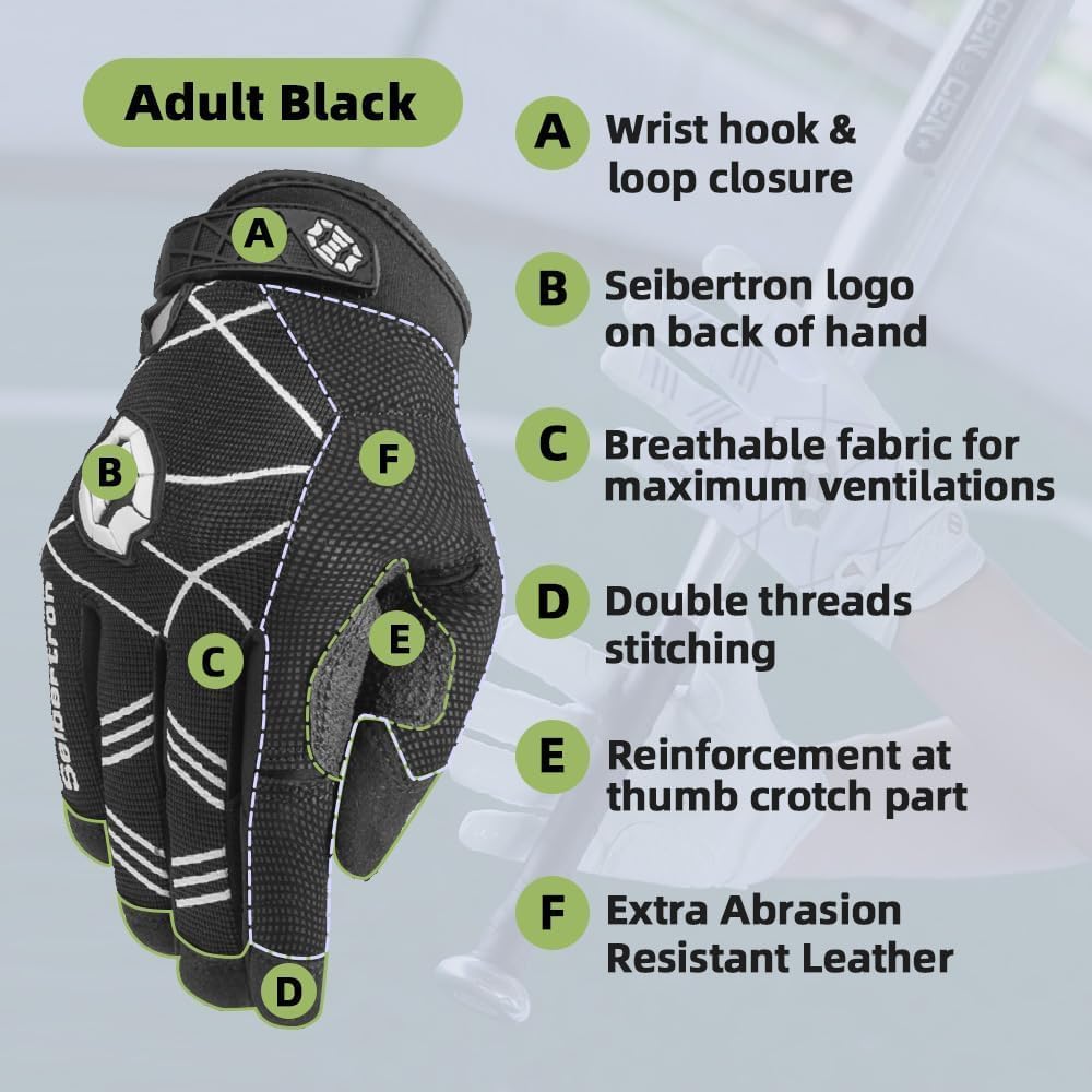 Seibertron B-A-R PRO 2.0 Signature Baseball/Softball Schlagmann Batting Handschuhe Gloves Super Grip