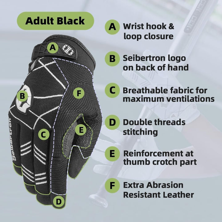 Seibertron B-A-R PRO 2.0 Signature Baseball/Softball Schlagmann Batting Handschuhe Gloves Super Grip