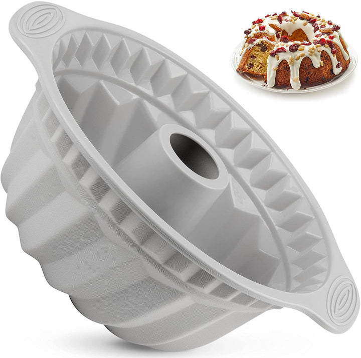 Kenond Silikon-Kuchenformen, 22,6 cm, antihaftbeschichtet, geriffelte Kuchenform mit stabilem Griff,