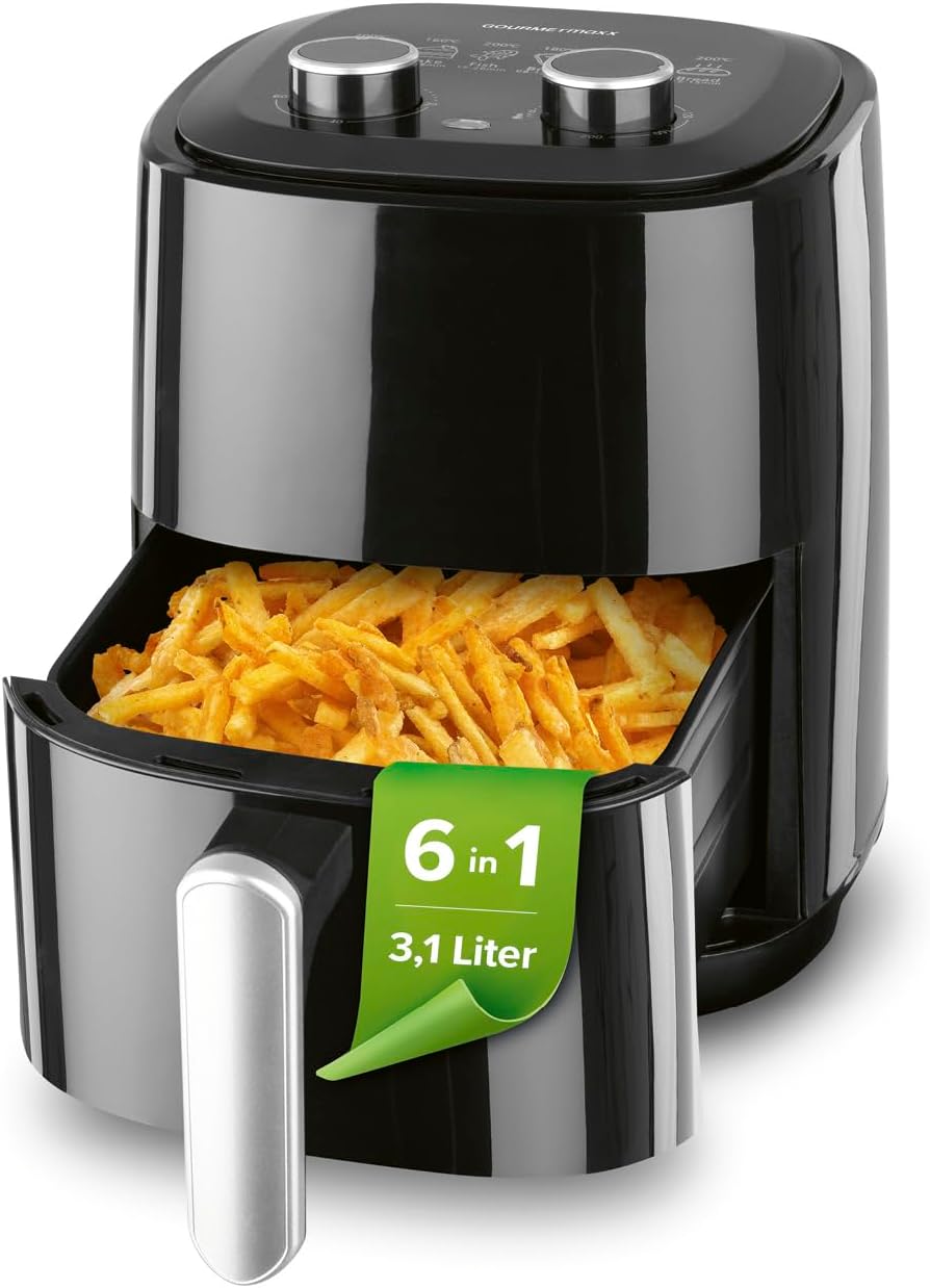 GOURMETmaxx Heissluftfritteuse 3,1L | Airfryer mit 60 Minuten Timer und 6 Funktionen inkl. Auftauen