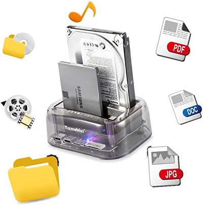 Tccmebius TCC-S866 USB 3.0 zu SATA Doppel Bay Extern Festplatte Dockingstation mit USB 3.0 Hub und K