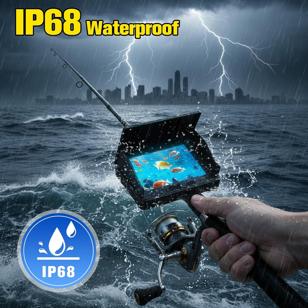 Fischfinder - Unterwasserkamera Angeln, IP68 Wasserdicht Unterwasser Kamera, 5000mAh Akku, mit 220°