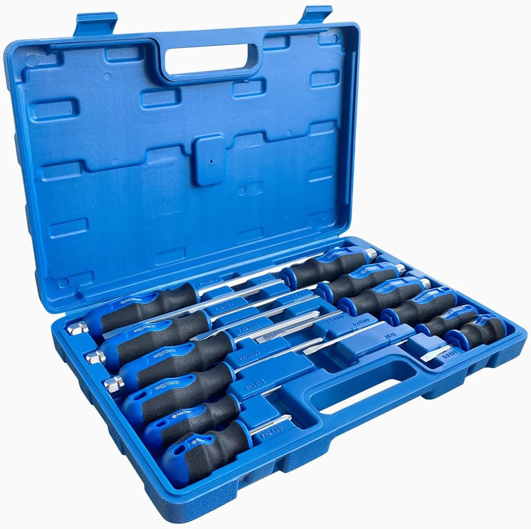 Magnetisches Schraubendreher-Set, 12-teilig, mit Nickelchrom-Spitzen, 6 Kreuzschlitz- und 6 Schlitzs