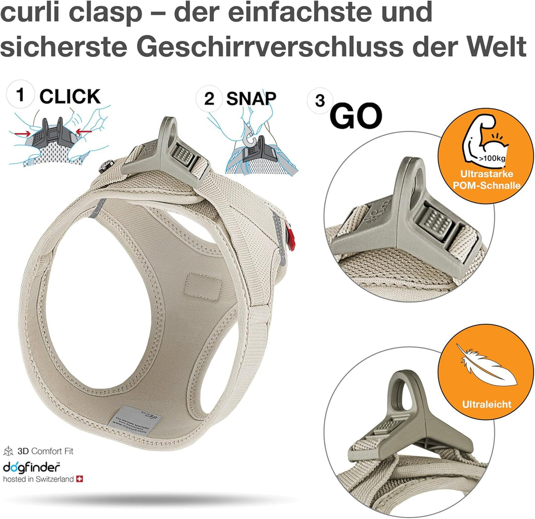 Vest Harness curli Clasp Air-Mesh Light-Tan 3XS Light-Tan 3XS Einfarbig, Light-Tan 3XS Einfarbig