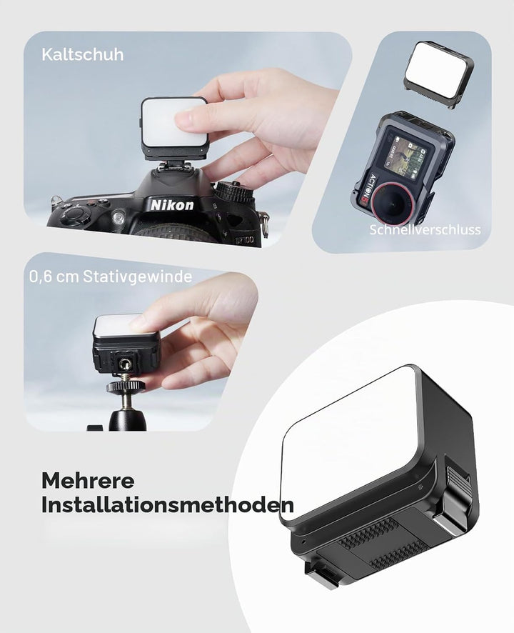 Mini-Licht für Action-Kamera, Osmo Pocket 3 LED Fill Light Attachment Kompatibel mit DJI Osmo Action