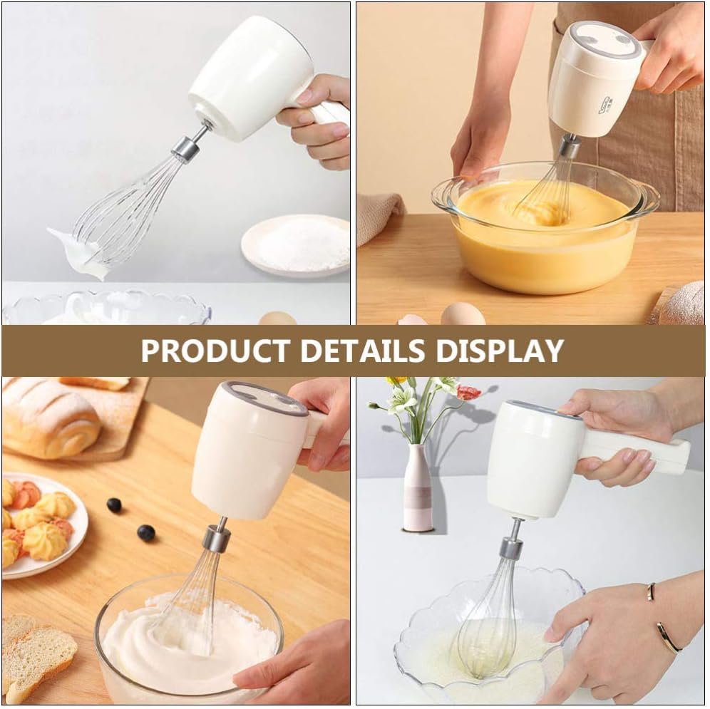 SOLUSTRE Elektrischer Handmixer Edelstahl Schneebesen Wiederaufladbare Küche Handmixer Rührer Rührer