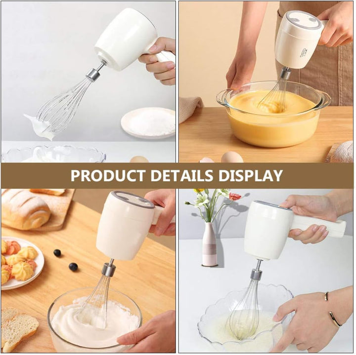 SOLUSTRE Elektrischer Handmixer Edelstahl Schneebesen Wiederaufladbare Küche Handmixer Rührer Rührer