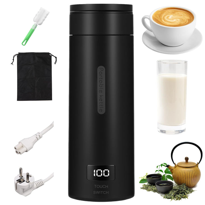 380ML Kleiner Tragbarer Wasserkocher, 3 in 1 Mini Elektrische Wassertasse mit Temperatureinstellung,