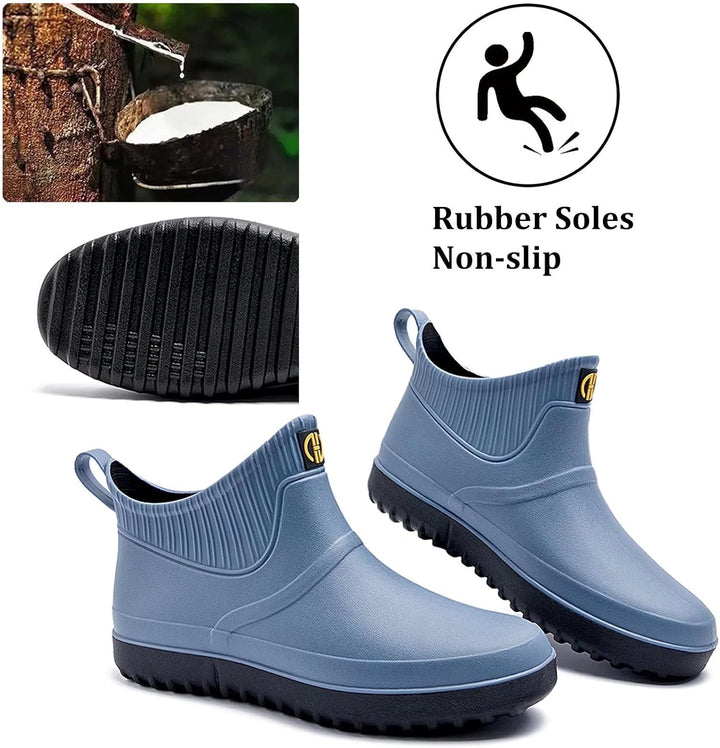 GURGER Herren Gummistiefel Kurz Wasserdicht Rutschfest Stadt Regenstiefel 40 EU Blau A1, 40 EU Blau