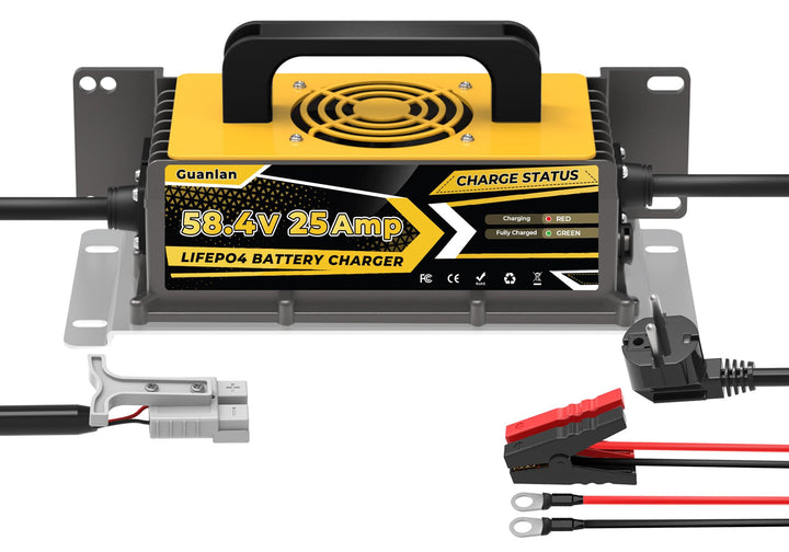 58,4V 25A LiFePO4 Lithium Batterie Ladegerät für 48V(51,2V) LiFePO4 Lithium Batterien, IP67 Wasserdi