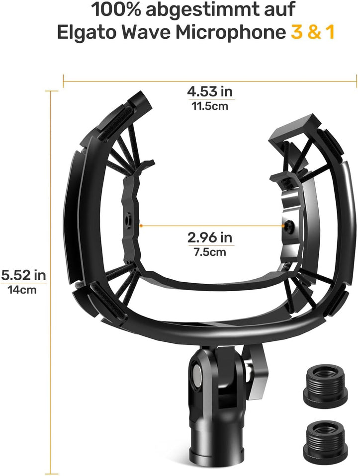 Wave Shock Mount, Kompatibel mit den Elgato Wave 1- und Wave 3-Mikrofonen, Metallrahmen und Verstärk