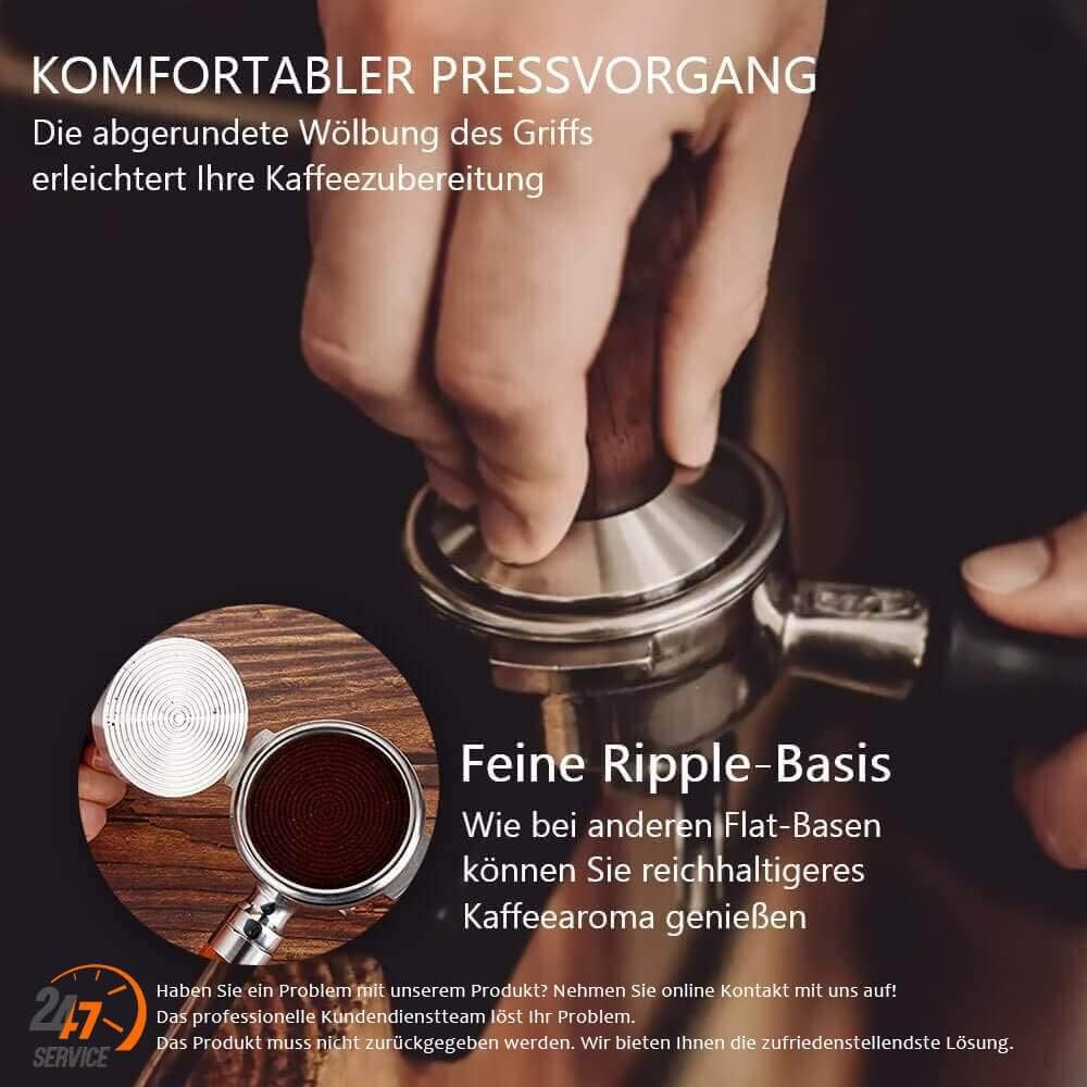 KYONANO Espresso Tamper 51 mm, Barista Set Mit Kaffee Tamper Aus Edelstahl und Echtholzgriff, Tamper