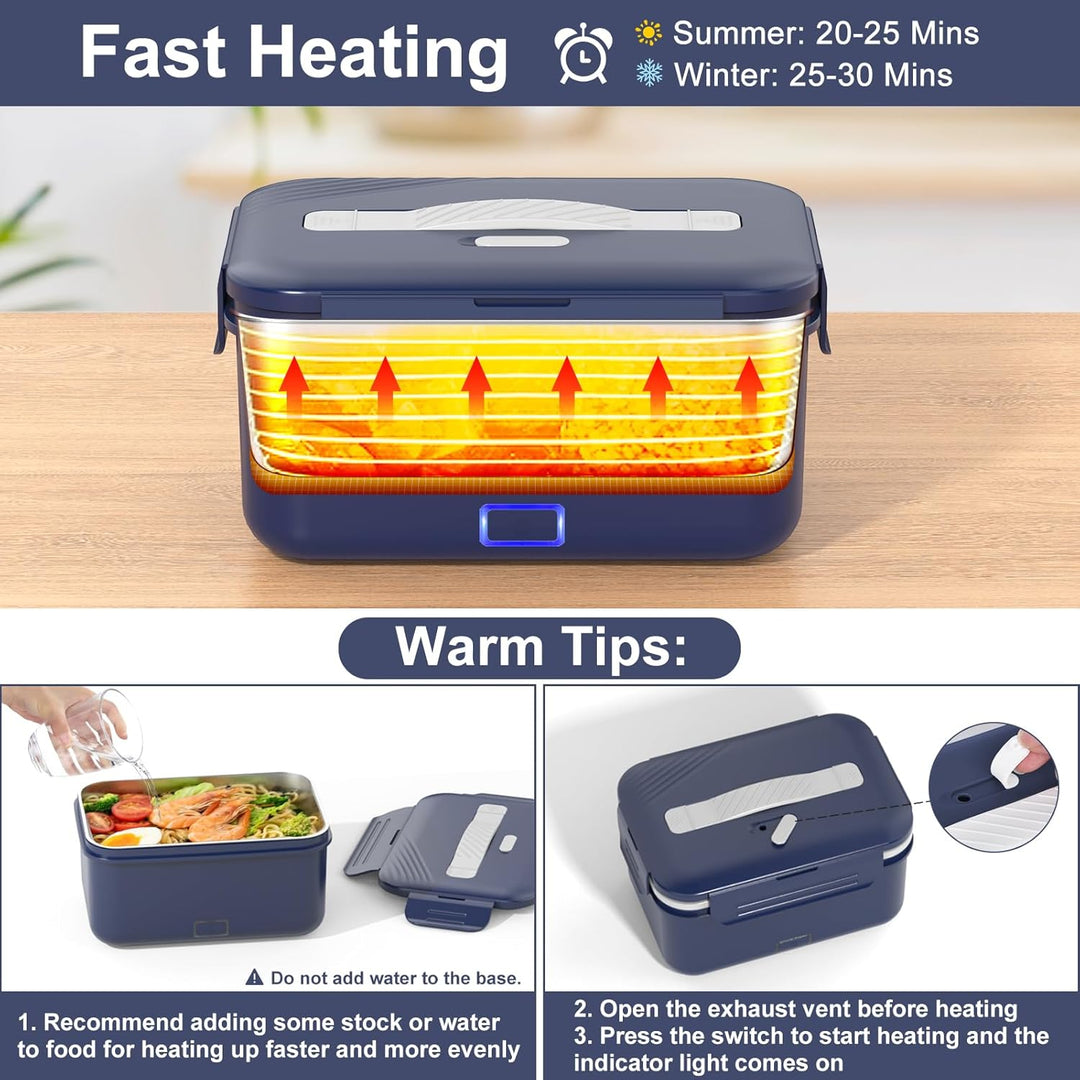 100W Elektrische Lunchbox Erwachsene, 3-in-1 12/24/220V Thermo Lunch box mit Besteck und Isolierter