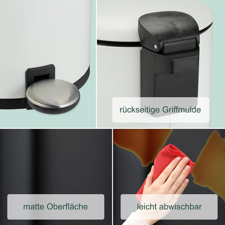 Relaxdays Mülleimer Bad, 3 l, Kosmetikeimer mit Soft-Close, in Matter Optik, entnehmbarer Inneneimer