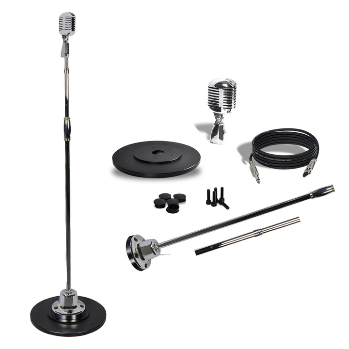Pyle Retro Mikrofon Set mit Mikrofonständer– Vintage Microphone Set with Microphone Stand, Mic Stand