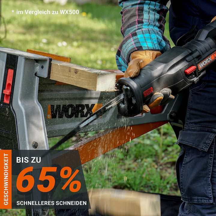 WORX WX516 Akku Säbelsäge 20V, bürstenloser Motor, mit 4000 mAh PowerShare Akku und Ladegerät, Schne