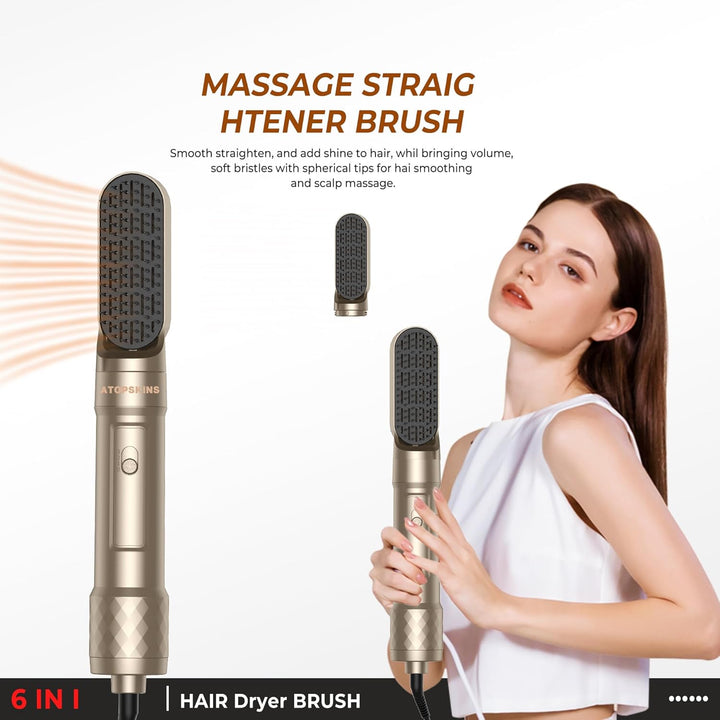 Hair Styler set 6 in 1, Airstyler Warmluftbürste Set für Alle Haartypen, mit Haartrockner Föhn,Lufts