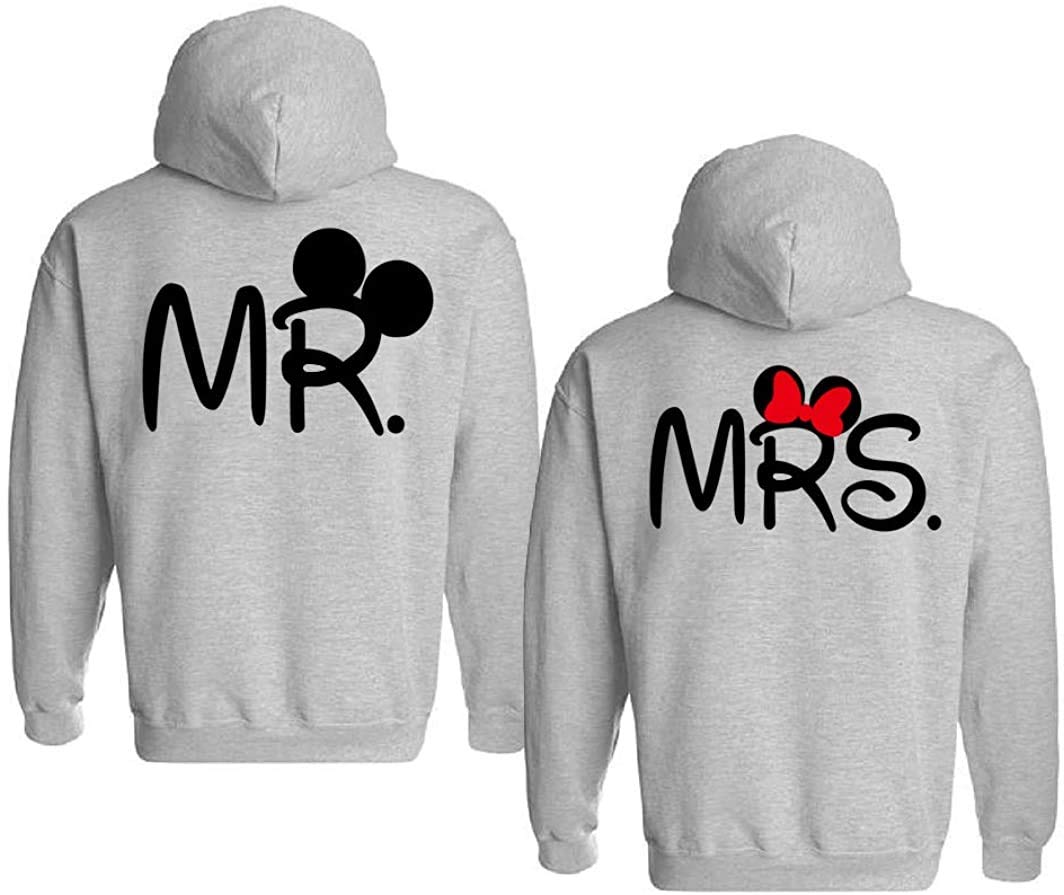 Couple Camp Mr Mrs Hoodie Pärchen Pullover Paare King Queen Fun Spruch, Damen-grau