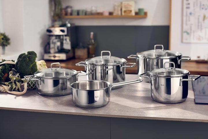 Fissler LumiTherm Edelstahl-Topfset 5-teilig – Made in Germany, polierter 18/10 Edelstahl, Glasdecke