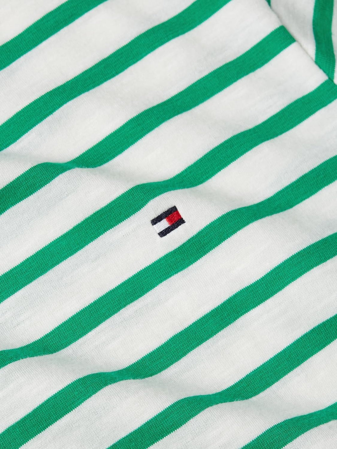 Tommy Hilfiger Damen T-Shirt Kurzarm 1985 Slub Slim Fit XL Grün (Breton Ecru/Olympic Green), XL Grün