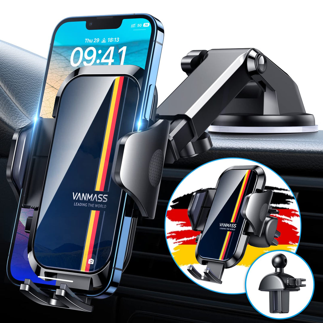 VANMASS Handyhalterung Auto [2023 Upgrade Neust Bombenfest] 4 in 1 Saugnapf Lüftung Handyhalter Auto