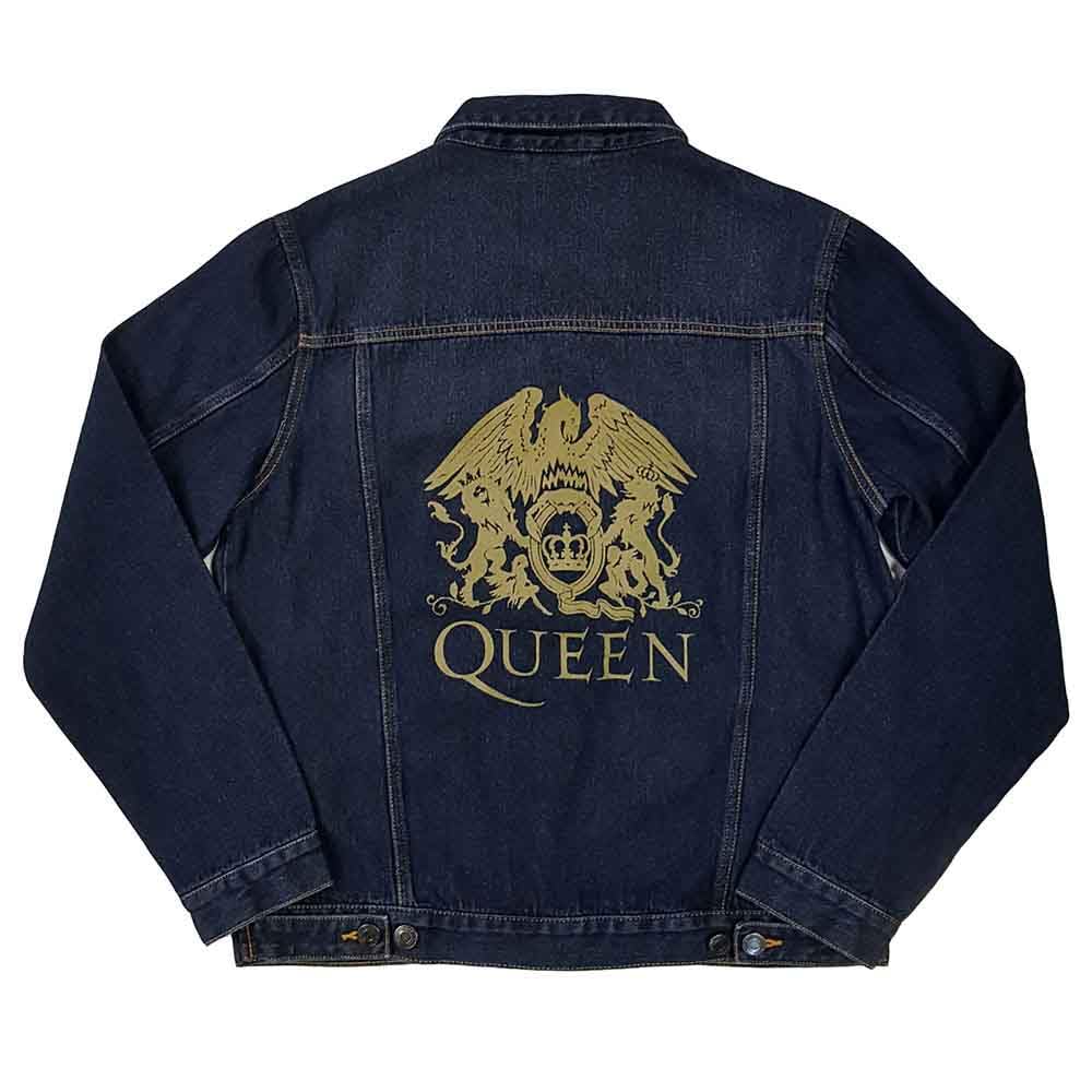 Queen Denim Jacke Classic Crest Band Logo Nue offiziell Unisex XXL Blau, XXL Blau