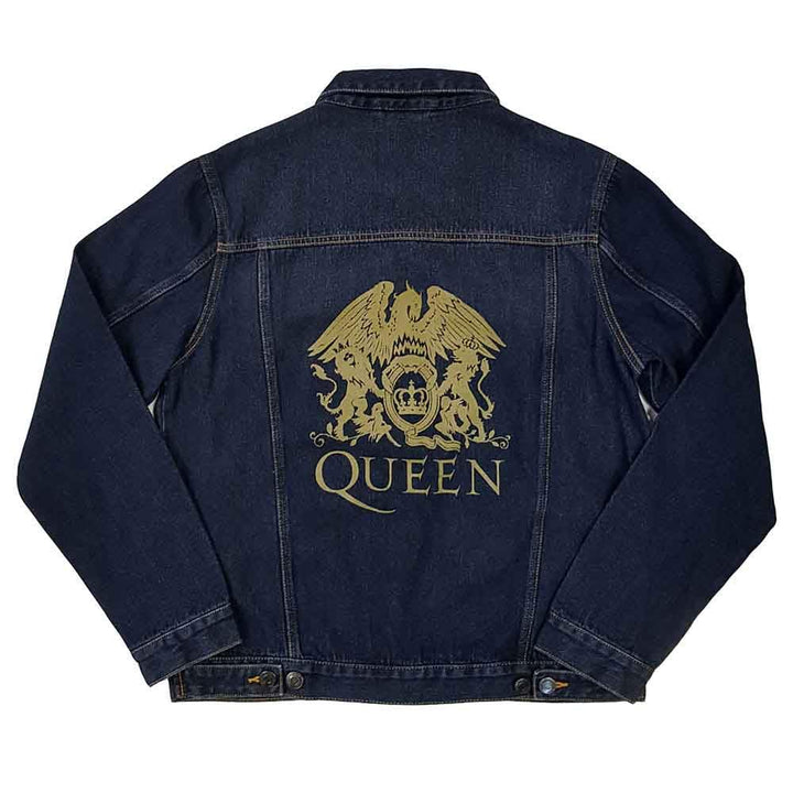 Queen Denim Jacke Classic Crest Band Logo Nue offiziell Unisex XXL Blau, XXL Blau
