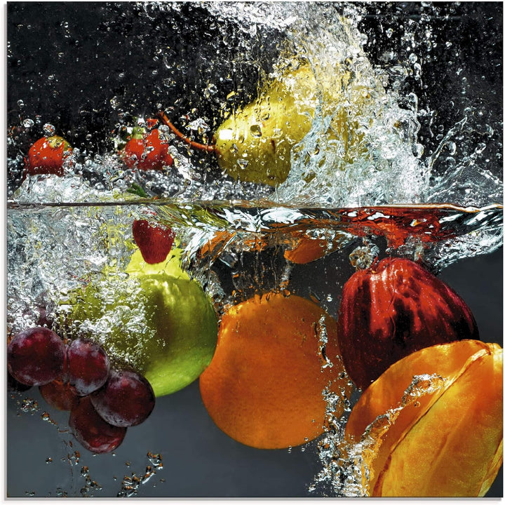 ARTland Glasbilder Wandbild Glas Bild einteilig 40x40 cm Quadratisch Früchte im Wasser Obst Frucht C