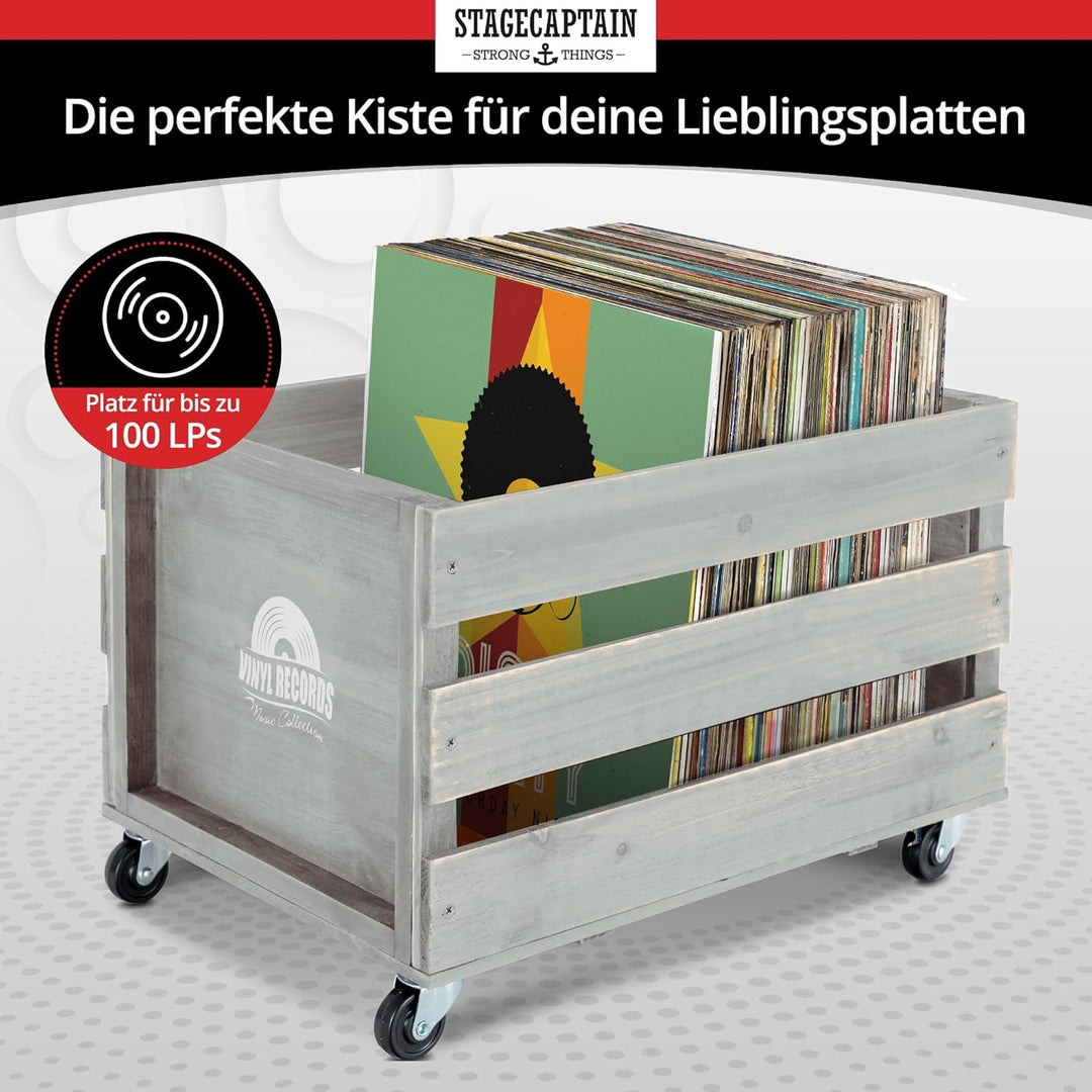 Stagecaptain SPK-100 GY Schallplattenkiste “Emil” 2x Set - Aufbewahrungsboxen für bis zu 100 LPs - a