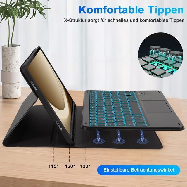LAMA Tastaturhülle mit Touchpad für Samsung Galaxy 11'' Tab A9 Plus 2023 / A11 Plus 2025, Kabellose