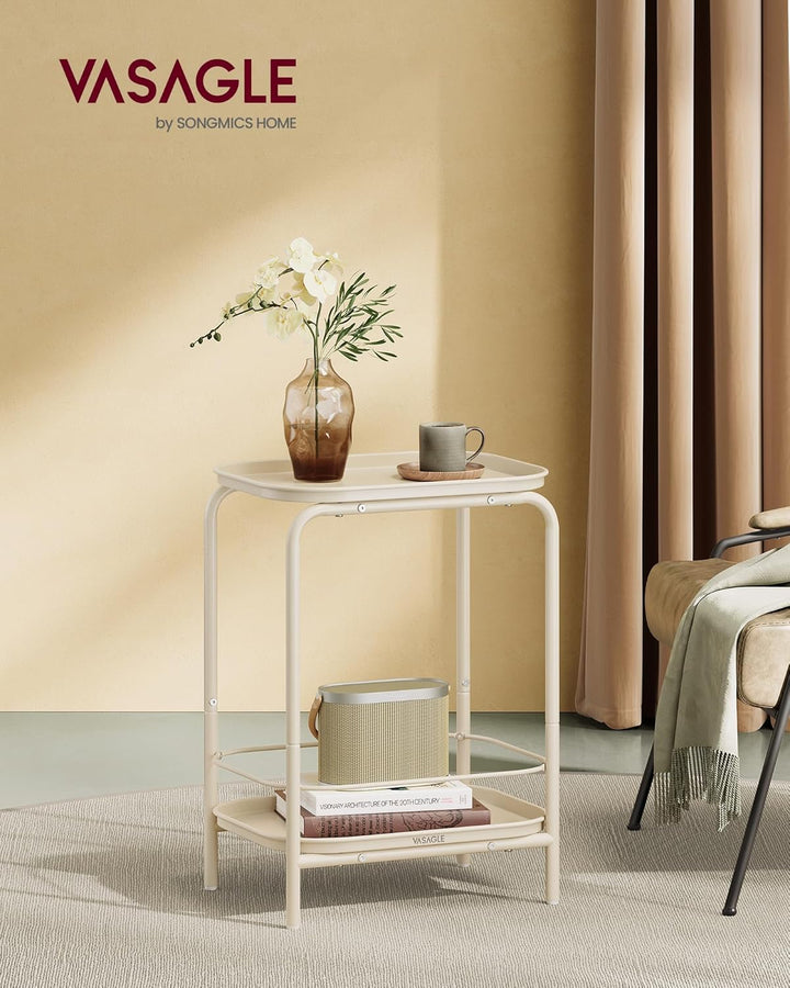 VASAGLE Beistelltisch mit 2 Ebenen, Nachttisch, Sofatisch klein, Couchtisch mit Ablage, modern, für