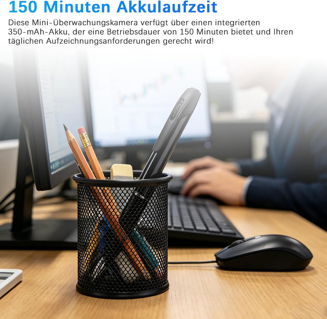 Tragbare Mini Kamera FHD1080P, 2 in 1 Mini Überwachungskamera Für Innen Kamera Stift, Überwachungska