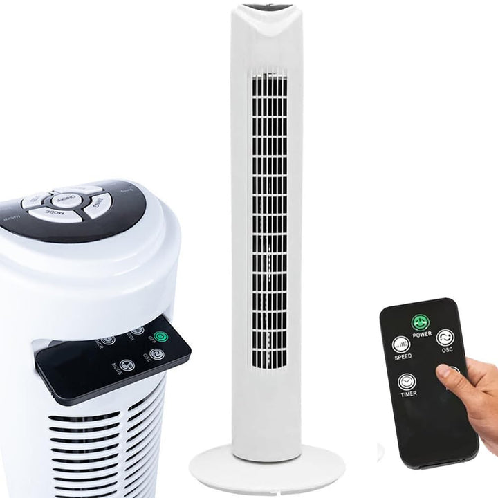 BAKAJI Turmventilator leise Säule automatische Oszillation Leistung 45 W Höhe 80 cm mit 3 Geschwindi