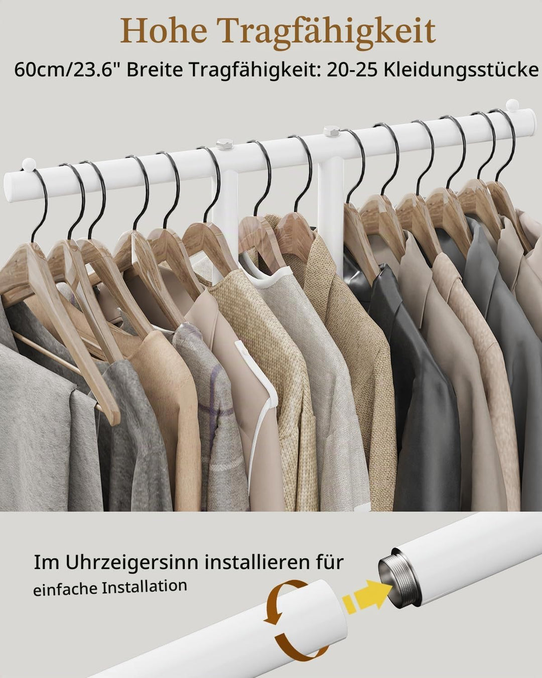 OUTBROS Garderobenständer, Stehende Kleiderstange – Kleiderständer zum Aufhängen von Kleidung für da