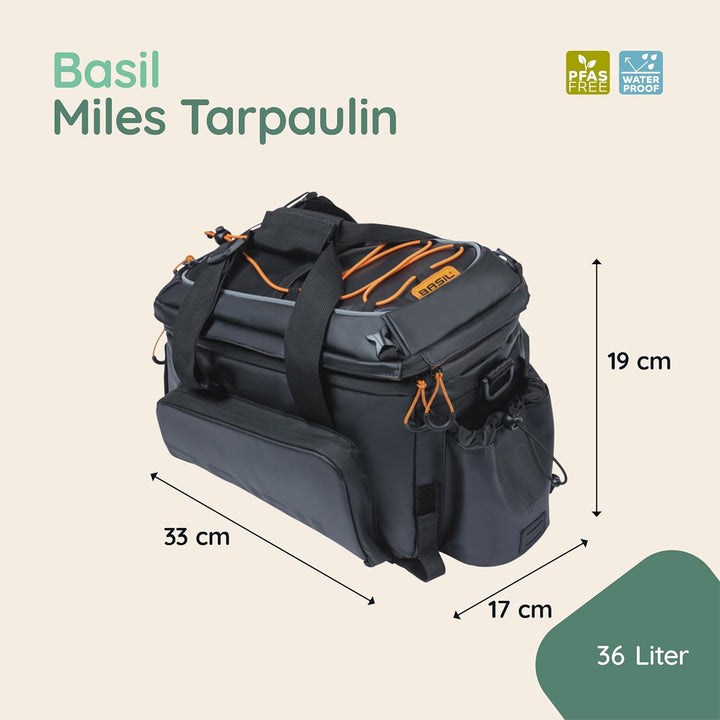 Basil Miles XL Pro Gepäckträgertasche 9-36ltr Schwarz Orange, 9-36ltr Schwarz Orange